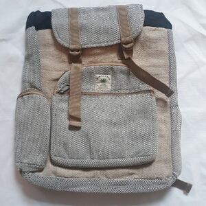 Unisex tan and grey hemp backpack NEW